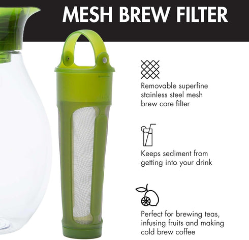 Primula The Big Iced Tea Maker and Infuser, Plastic Beverage Pitcher with Leak Proof, Airtight Lid, Fine Mesh Reusable