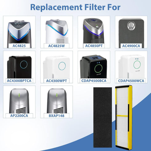 FLT4825 HEPA Filter B Replacement for Germ-Guardian, Compatible with 22" Air Purifier AC4825E AC4900CA (4 Pack)