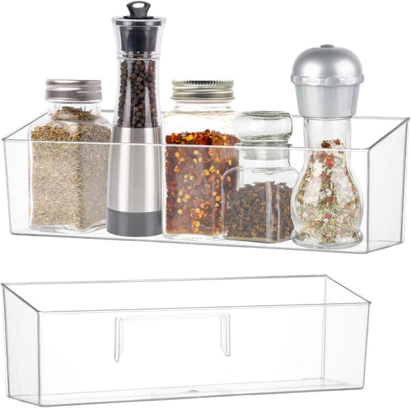 FMOACEN 2 Pack Spice Rack, Spice Organization for Cabinet, Storage Organizer Bins, Clear