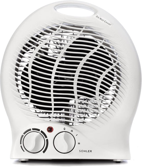 Sohler Portable Electric 1500W Fan Heater with Adjustable Thermostat, Overheat and Tip-Over Protection, ETL Certified, Ideal for Home & Office, White by Sohler