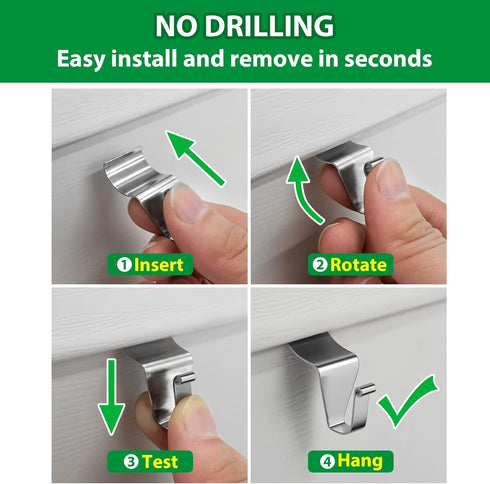 Vinyl Siding Hooks, Heavy-Duty Stainless Steel Hangers, Low Profile Siding Clips for Hanging Wreaths (Silver, 10 Pack)