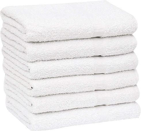 12 (20x40 Inches) GOLD TEXTILES Pcs New White Cotton Blend Terry Bath Towels Salon/Gym Towels Light Weight Fast Drying