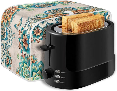 Boho Butterfly Print 4 Slice Toaster Cover, Anti-Sputtering Dust Cover, Washable Kitchen Appliance Protector