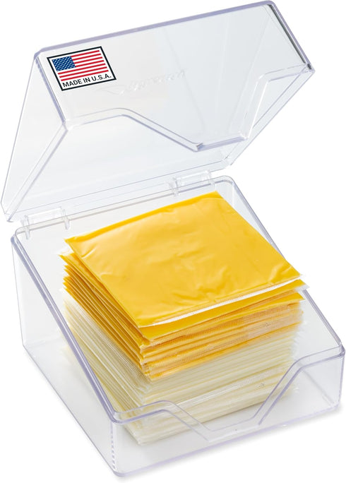 American Sliced Cheese Holder - Storage Container for Fridge, Easy to Clean, Airtight, Leak Proof, Freshness, Made in
