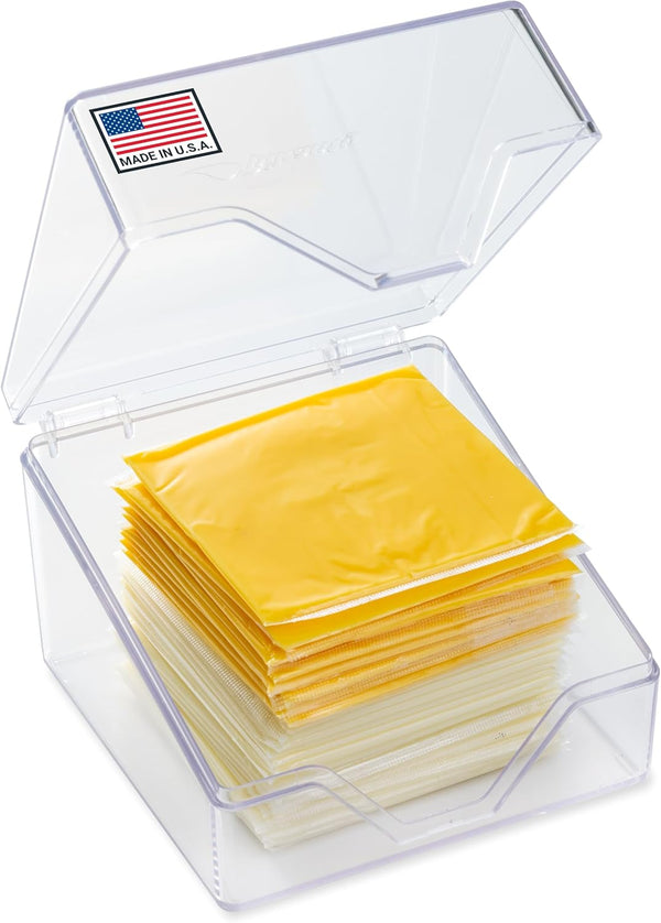 American Sliced Cheese Holder - Storage Container for Fridge, Easy to Clean, Airtight, Leak Proof, Freshness, Made in