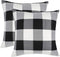 4TH Emotion Set of 2 Black and White Farmhouse Buffalo Check Plaid Throw Pillow Covers, 20 x 20 Inches, Polyester Linen