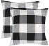 4TH Emotion Set of 2 Black and White Farmhouse Buffalo Check Plaid Throw Pillow Covers, 20 x 20 Inches, Polyester Linen