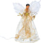 Kurt Adler Lighted Christmas Tree Treetop - 10-Lights, African American Angel, Ivory & Gold, 12in