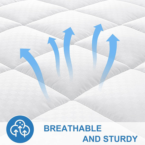 OLANLY Queen Quilted Fitted Mattress Pad, Cooling Soft Mattress Topper, Machine Washable Cover, 60x80 inch, White