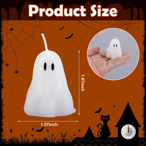 EBaokuup 10 2'' 1.6'' PCS X Halloween Ghost Candles, Ghost Shaped Decor Candles, Fun Face Spooky Burning Candle