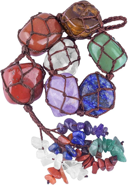 rockcloud 7 Chakras Stones Crystals Tree of Life Wall Hanger, Tumbled Gemstones Meditation Hanging Ornament for Home