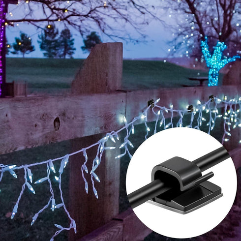 Maitys 60 Pieces Outdoor Cable Clips - Christmas Adhesive Hooks, Cable Management Wire Light Clips for Fairy Light