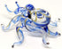 Octopus Miniature Figurines - Hand Blown Color Glass Art Collectible Gift Decor, 3.25" Blue Tone