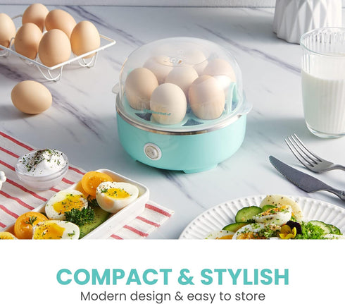 Elite Gourmet EGC115M Easy Egg Cooker, Electric 7-Egg Capacity, Auto Shut-Off, BPA Free, Retro Mint