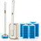 KIRIKIT Disposable Toilet Brush with 48 Refill Heads and Holder Includes Storage Caddy&Toilet