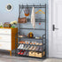 8 Closet 4 Shoe Rack Shoe Storage Shelf Freestanding with Hooks for Entryway Bedroom Tier, Black