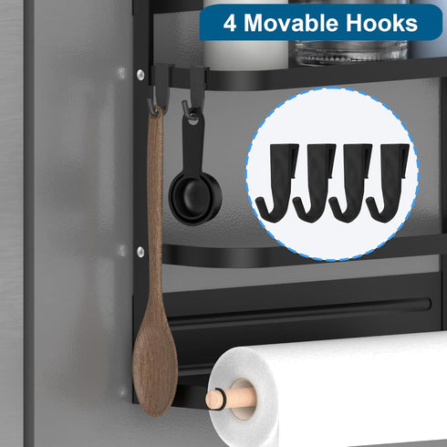 Rack,4-Slot Magnetic Spice Stanley Cup Water Bottle Holder with Paper Towel Holders and Removable Hooks