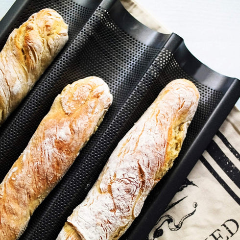 Non-Stick Baguette Tray - French Bread Pan in Carbon Steel