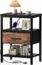 OLIXIS Nightstand with Charging Station, Bedside Tables with USB Ports and Fabric