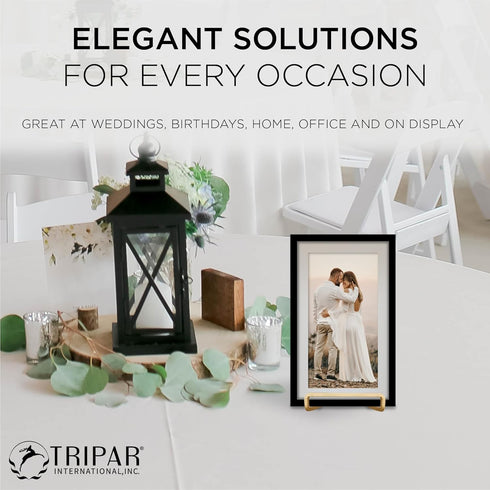 TRIPAR 3-Inch Metal Gold Painted Square Book Holder, Wire Mini Easel for Table, Display for Picture Frames, Plaques &