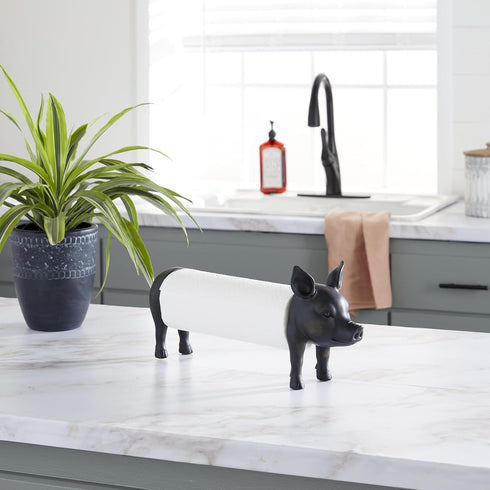 79 5" 16" 8", Deco Polystone Paper Towel Holder, x x Black