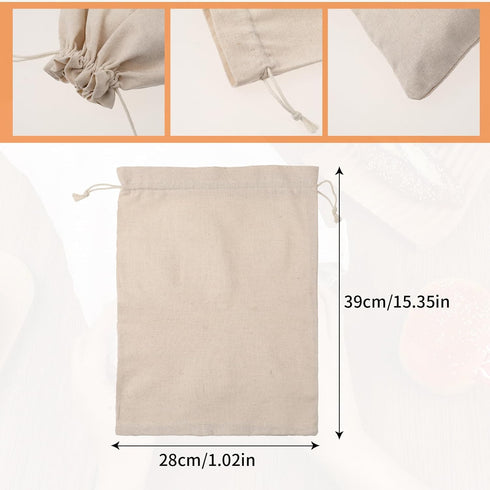 Mozeat Lens 2Pcs 12 16 Linen Large Drawstring Storage Bags, Reusable x in Cotton Bread Bags Keeps Bread Fresh