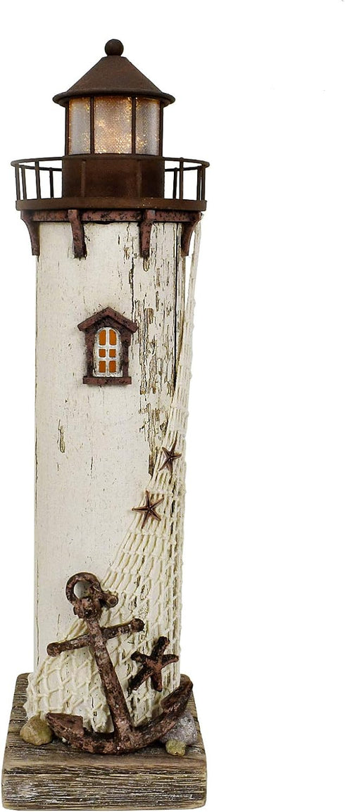 K KILIPES Wood Lighthouse with Led Light Nautical Decorations for Home Rustic