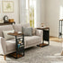 Vovonusy ET-P-BR1 Wood Pedestal Small TV Trays for Eating, C Shaped End Table Storage Bag, Sofa Side Table Couch Desk