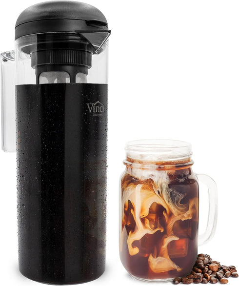 VINCI Cold Brew 360, 1.4L Cold Brew Coffee Maker with Patented Dual Filter 360 Brewing Technology, Iced Coffee Pitcher