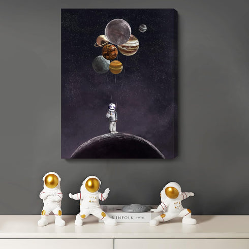 ARTZON Inspirational Wall Art Canvas Print, Astronaut Holding Planet Framed Artwork for Bedroom & Office, 12x16inch