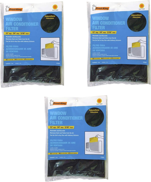 Frost King Air Conditioner Filters - 15 in. x 24 in. x 3/16 in, Open Cell Foam, 3 Pack