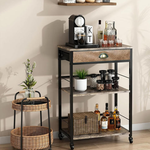 X-cosrack Storage,3 Coffee Bar Cabinet with Tier Coffee Bar Carts for The Home Buffets & Sideboards,Coffee Station