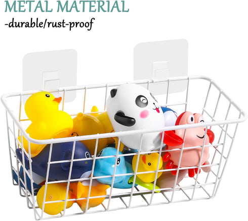 VEGEVIGI 2 Pack Metal Bath Toy Holder, Hanging Bathtub Toy Storage, Wall Mounted Bath Tub Baby Toys Organizer, Iron