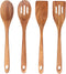 4-Piece 14" Large Wooden Utensils Set for Cooking, Non-Stick Slotted Spoon, Spatula, Mixing Spoons