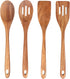 4-Piece 14" Large Wooden Utensils Set for Cooking, Non-Stick Slotted Spoon, Spatula, Mixing Spoons