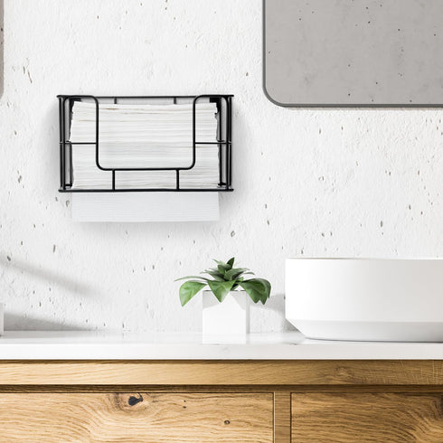 MyGift Wall Mounted Paper Towel Holder - Bathroom Folded Paper Towel Dispenser & Napkin Holder