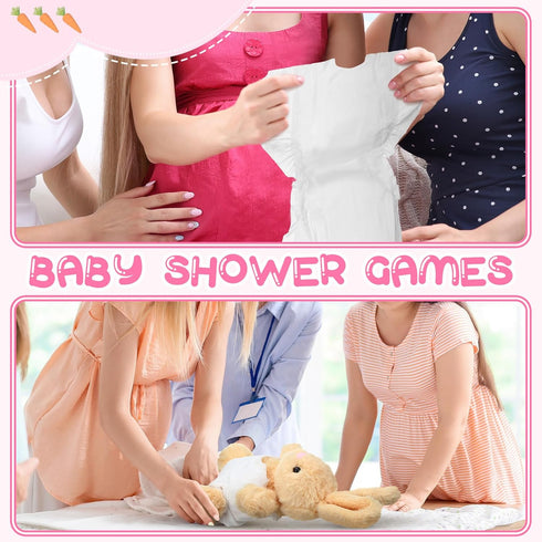 Seenelling 8 Sets Rabbit Blindfolded Diaper Changing Baby Shower Games Boys Girls Baby Dolls Diapers for Bridal Shower