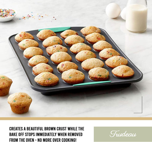Trudeau Structure Silicone Muffin Pan, 24 Cup Mini, Grey and Mint