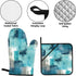 Modern Teal Abstract Art Turquoise Grey Oven Mitts and Pot Holders Set of 4 for Kitchen Baking Cooking Grilling