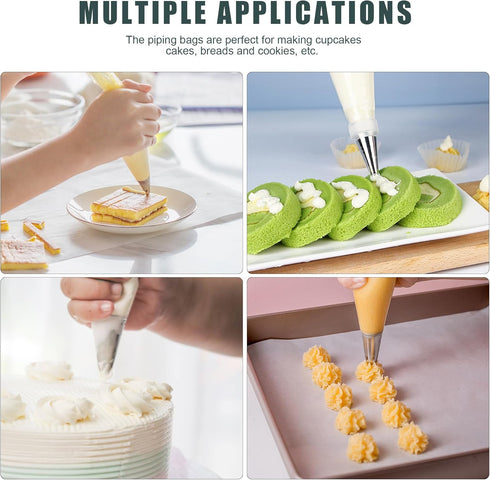 Piping Bags and Tips Set - Cakes Decorating Supplies Kit with 100pcs 12 Inch Pastry Bags, 16 Tips, 3 Cake Scrapers, 2