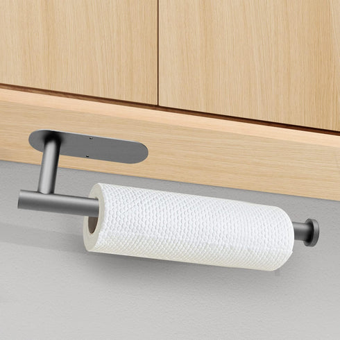 13 inch 1) DEKAVA Under Cabinet Wall Mount Paper Towel Holder, Self-Adhesive Bar, Stainless Steel (Grey