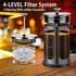 French Press Coffee Maker (34oz, 1 Quart, 5-6 Cup) with 4 Filters, Heat Resistant Borosilicate Glass, Cold Brew Gifts