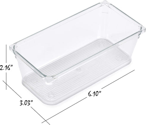 Masirs Clear Drawer Organizer, 8-Piece Set for Office Desk, Utensils, Cosmetics, and Makeup