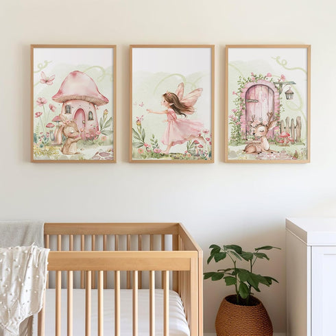 Pouydmi 12x16x3 Inch Fairy Girl Nursery Wall Art Magic Canvas Wall Decor Fairy Garden Poster Fantasy Nursery Prints