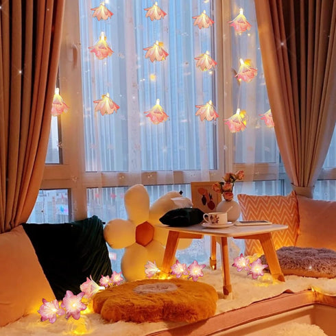 2PCS, 16.5ft 30 Pink LED Flower String Lights LED Flower Fairy String Light ,USB Plug Fairy Lights for Bedroom