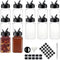 12 Pack 4oz Clear Plastic Spice Jars with Black Lids, Square Seasoning Containers with Chalk Labels, Kitchen Cabinet