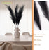 Artificial Faux Pampas Grass Large Bundle of 3, 47"/120cm Tall Fluffy Stems for Living Room Kitchen Boho Decor - Black