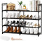 DYJIEKAI 2 Rows 4 Tier Shoe Rack, Black Metal Stackable Shoe Shelf with