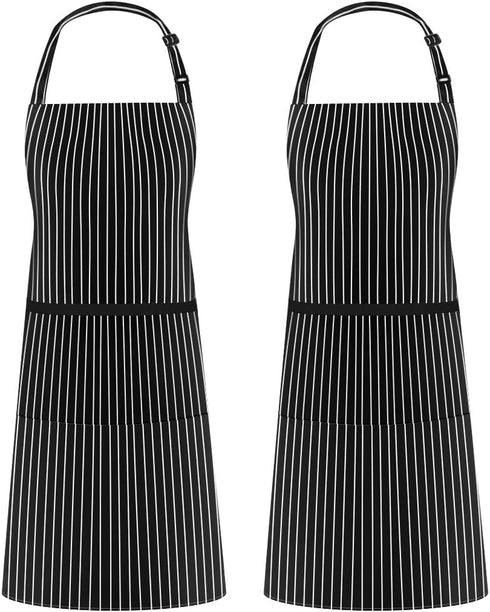 Syntus 2 Pack Adjustable Bib Apron - Waterdrop Resistant Kitchen Aprons with 2 Pockets for Men and Women Chef