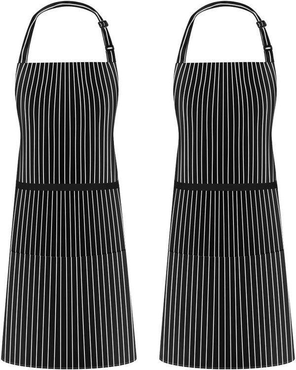 Syntus 2 Pack Adjustable Bib Apron - Waterdrop Resistant Kitchen Aprons with 2 Pockets for Men and Women Chef